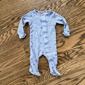 Magnetic Me Light Blue Footie with Construction Print - Waffle Material